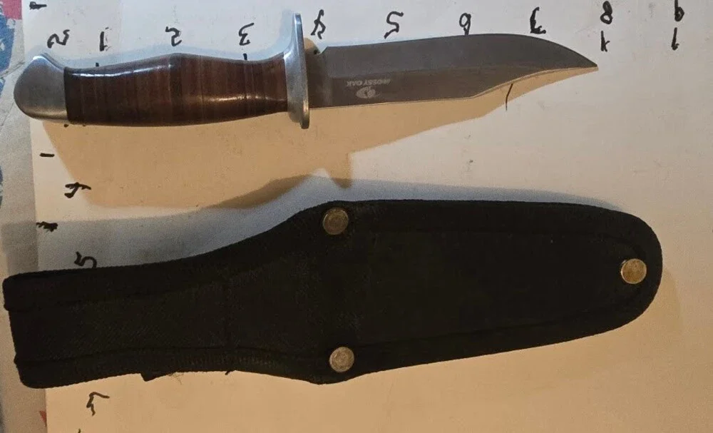 Mossy Oak Knife Wood Handle Black Sheath Hunting Outdoor